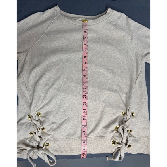 Michael Kors Womens Oatmeal Heather Lace Up Side Grommet Sweatshirt Small Beige - Picture 8 of 16